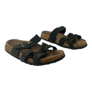 Tatami by Birkenstock Womens Size 6 Black Leather Slide Sandals